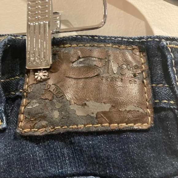 SILVER Jeans Gordie Sz 36 x 32 Distressed Hem Dark Wash - Picture 5 of 8